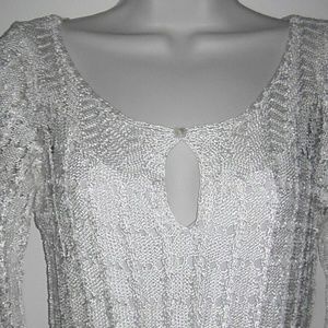 Rayon Crochet Sweater Scoop Neck Keyhole Sweater